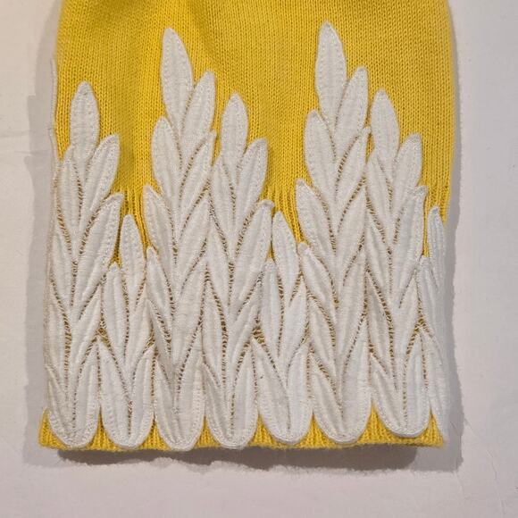 Moth Anthropologie Sunny Yellow Cotton Wysteria Lace Trim Fitted Cardigan, Med - Picture 7 of 9